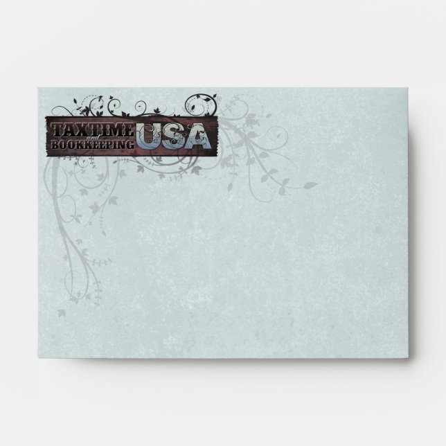 Swirled Vines Envelope with Light Blue Texture (Front)