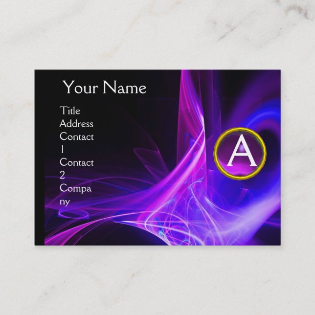 SWIRLGEM MONOGRAM Vibrant black blue pink purple Business Card (Front)