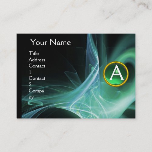 SWIRLGEM MONOGRAM Vibrant black green Business Card