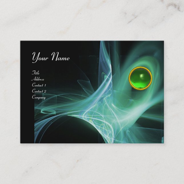 SWIRLGEM MONOGRAM Vibrant black green grey Business Card (Front)