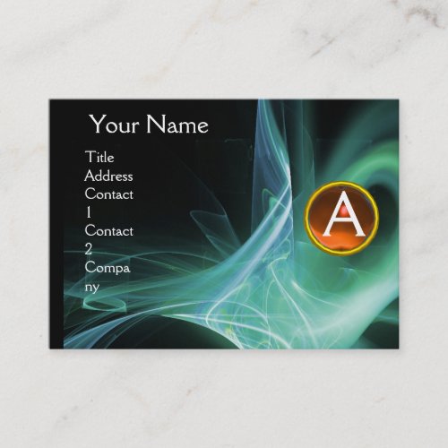 SWIRLGEM MONOGRAM Vibrant black green orange Business Card