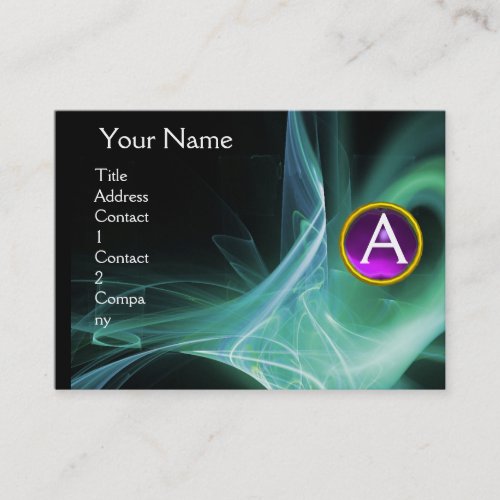 SWIRLGEM MONOGRAM Vibrant black green purple Business Card