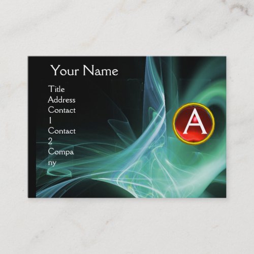 SWIRLGEM MONOGRAM Vibrant black green red Business Card