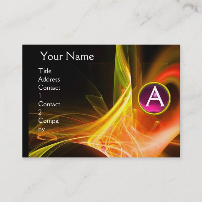 SWIRLGEM MONOGRAM Vibrant black yellow pink Business Card (Front)