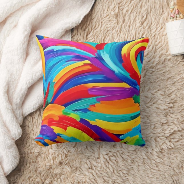 Swirling Abstract Colors Painting Art Throw Pillow (Blanket)