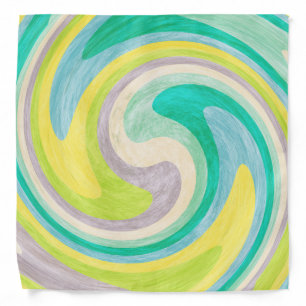 Swirling Abstract in Green, Yellow, and Aqua Bandana