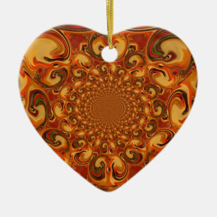 Swirling Abstract orange, brown, and green tones Ceramic Ornament