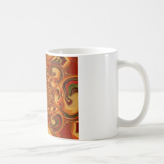 Swirling Abstract  orange, brown, and green tones  Coffee Mug (Right)