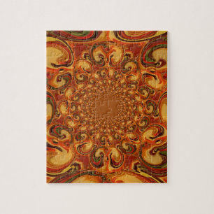 Swirling Abstract  orange, brown, and green tones  Jigsaw Puzzle