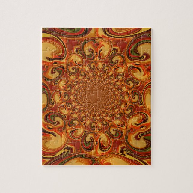 Swirling Abstract  orange, brown, and green tones  Jigsaw Puzzle (Vertical)