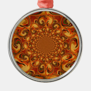 Swirling Abstract orange, brown, and green tones Metal Ornament