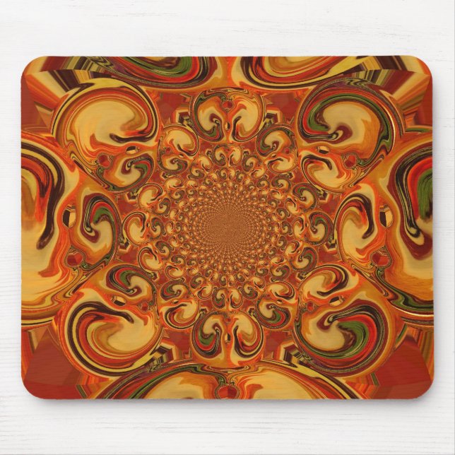 Swirling Abstract  orange, brown, and green tones  Mouse Pad (Front)