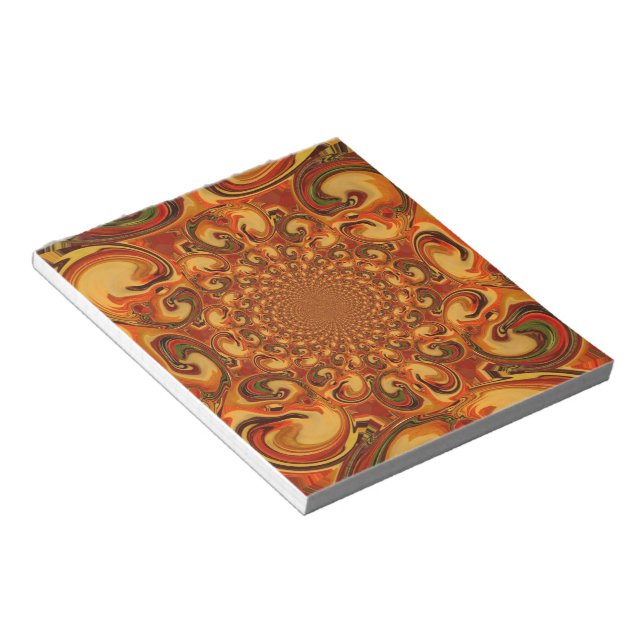 Swirling Abstract  orange, brown, and green tones  Notepad (Angled)