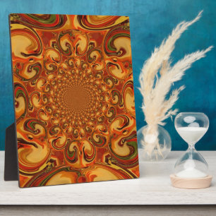 Swirling Abstract orange, brown, and green tones Plaque