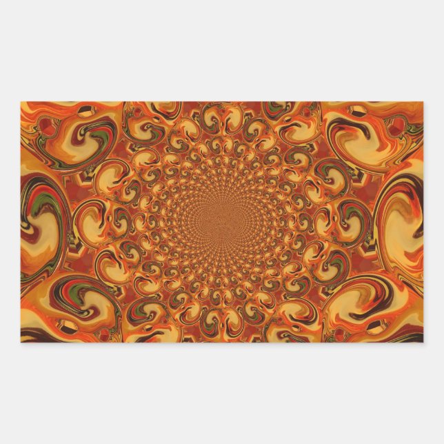 Swirling Abstract  orange, brown, and green tones  Rectangular Sticker (Front)