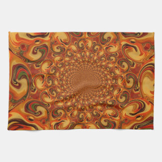 Swirling Abstract orange, brown, and green tones Towel