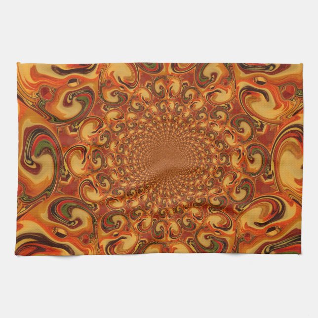 Swirling Abstract  orange, brown, and green tones  Towel (Horizontal)