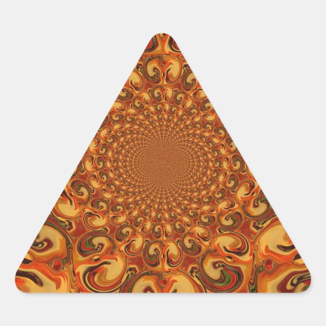 Swirling Abstract  orange, brown, and green tones  Triangle Sticker (Front)