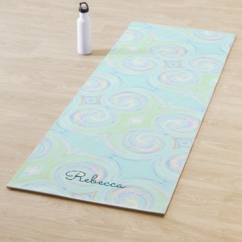 Swirling Aqua Pastel Abstract Pattern Yoga Mat by TabbyGun at Zazzle