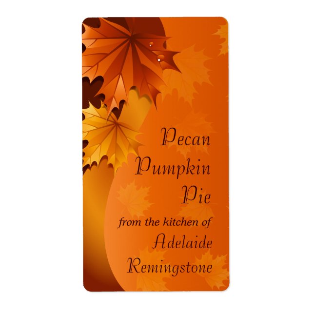 Swirling Autumn Leaves Thanksgiving Kitchen Label (Front)
