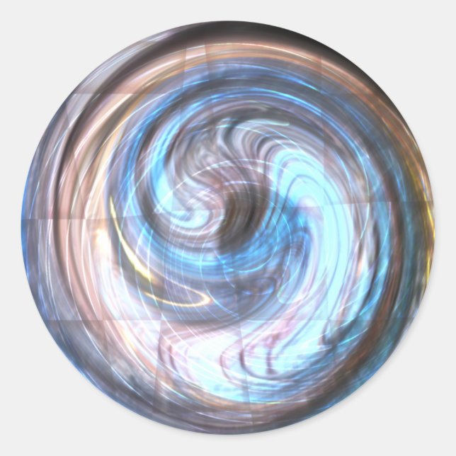 Swirling Blue Abstract Art Classic Round Sticker (Front)