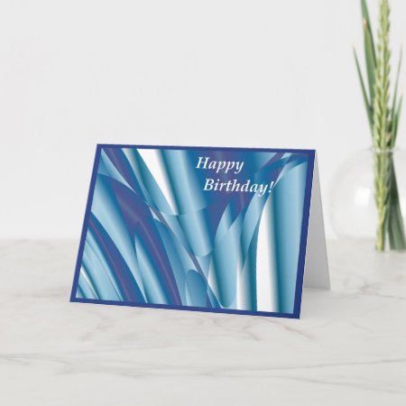Swirling Blue Abstract Birthday Card