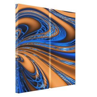 Swirling Blue and Orange Fractal Wrapped Canvas Canvas Print
