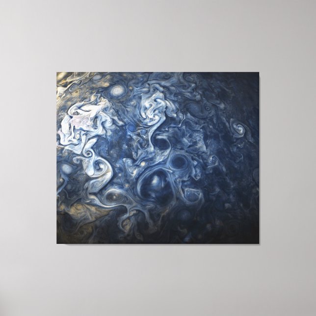Swirling Blue Clouds of Planet Jupiter Juno Cam Canvas Print (Front)
