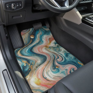 swirling blue&gold car floor mat
