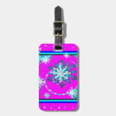 Swirling Blue Snow Flakes by Sharles Luggage Tag (Front Vertical)