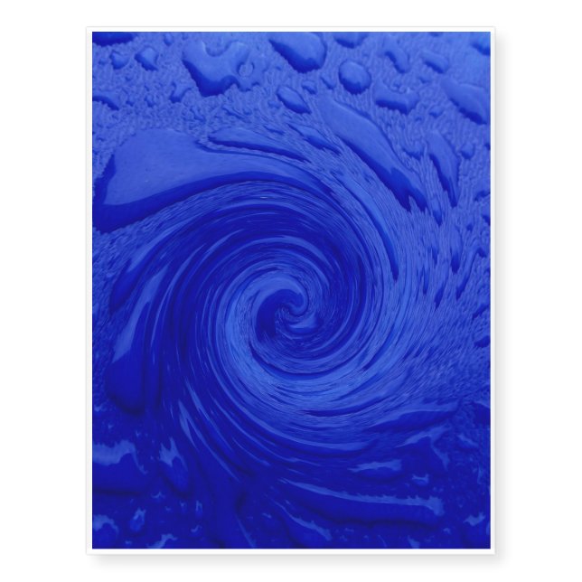 Swirling Blue Water Temporary Tattoos (Front)