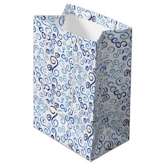Swirling Blue Watercolor Curves Gift bag