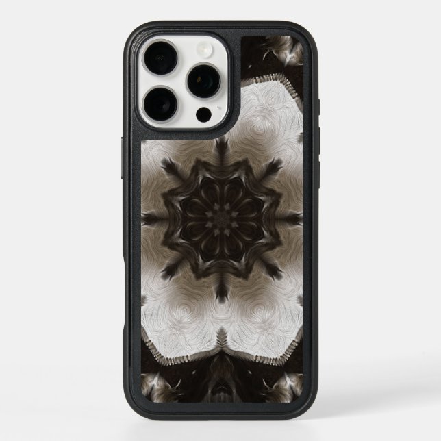 Swirling Brown and Cream Textured Mandala Otterbox iPhone Case (Back)