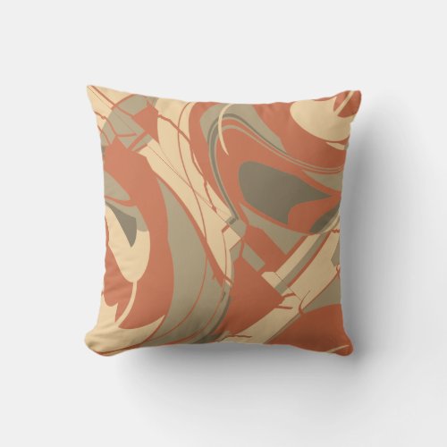 Swirling Burnt Orange Beige Taupe Shapes Design Throw Pillow