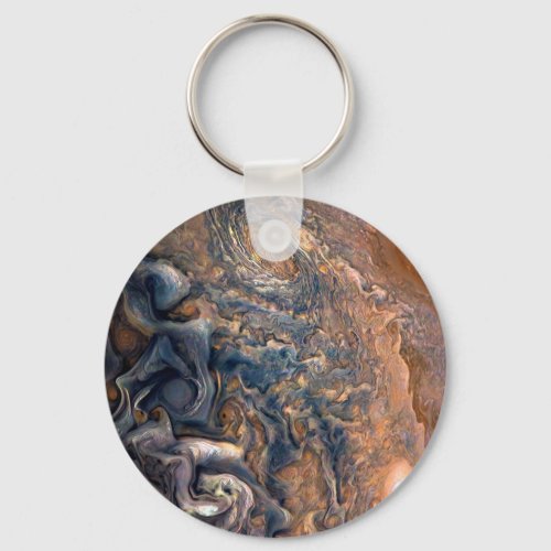 Swirling Clouds of Planet Jupiter Close Up Keychain