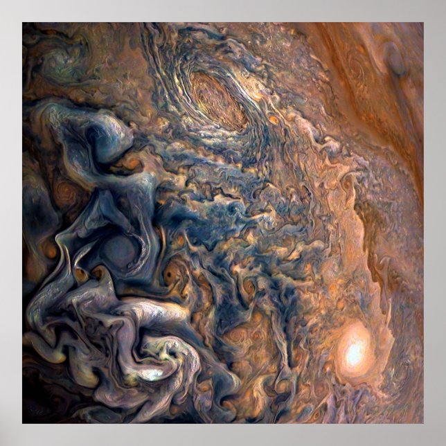 Swirling Clouds of Planet Jupiter Close Up Poster (Front)
