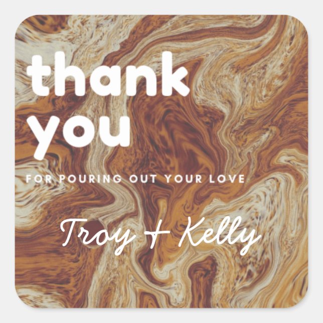 Swirling Coffee Shower Favor Sticker (Front)