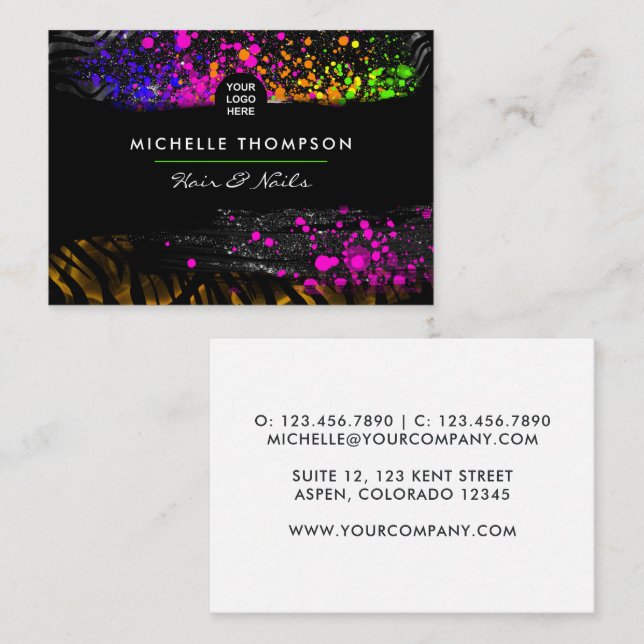 Swirling Colorful Paint Business Card (Front/Back)