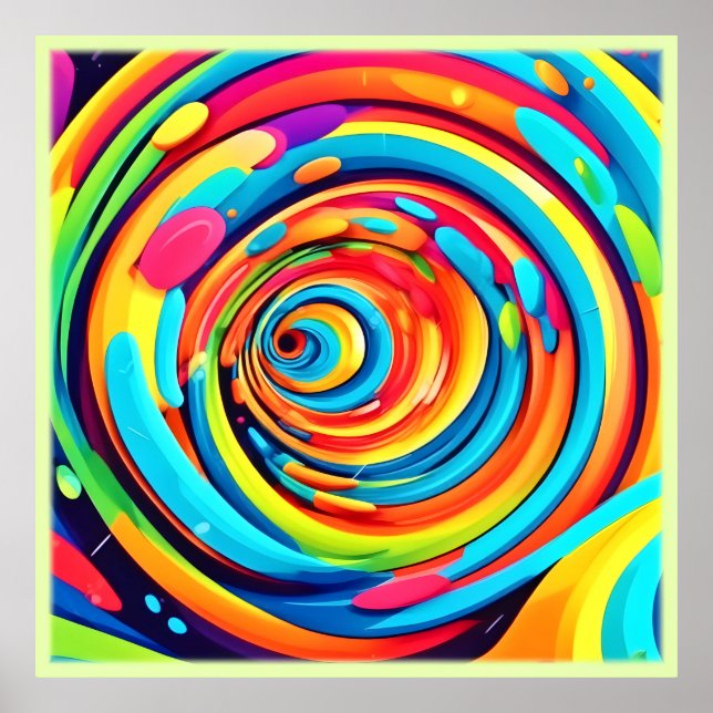 Swirling Colors in Psychedelic Tunnel Poster (Front)