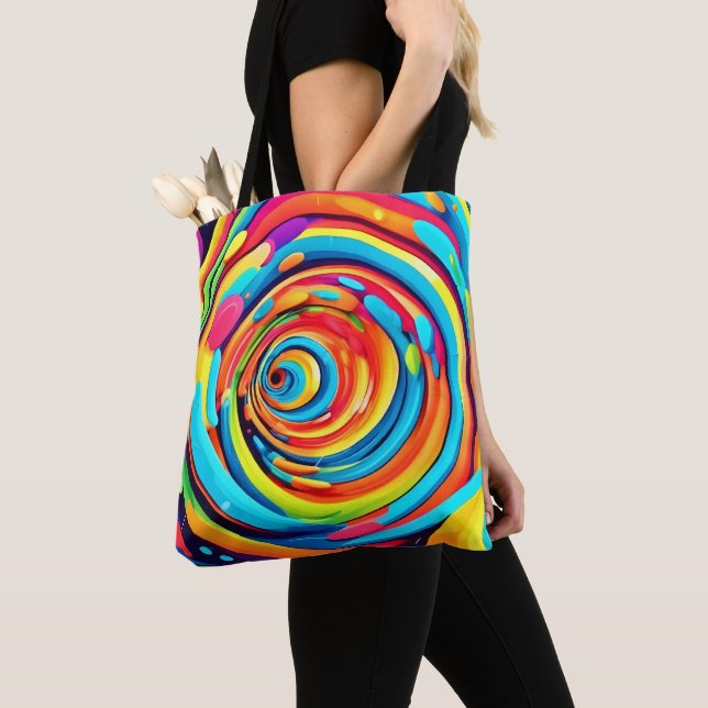 Swirling Colors in Psychedelic Tunnel Tote Bag (Close Up)