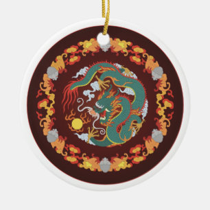 Swirling Dragon Ceramic Ornament