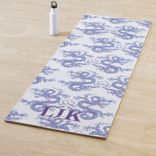 Swirling Dragon in Blue and Purple Personalized Yoga Mat