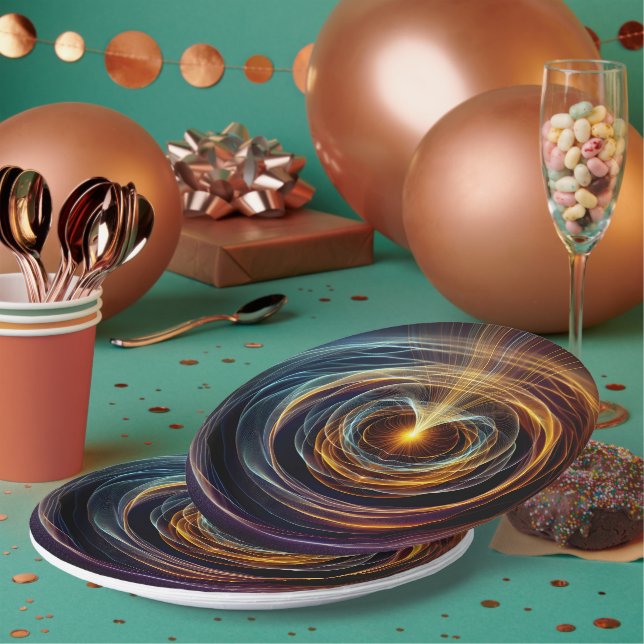 Swirling Energy Light Waves Paper Plates (Multi)