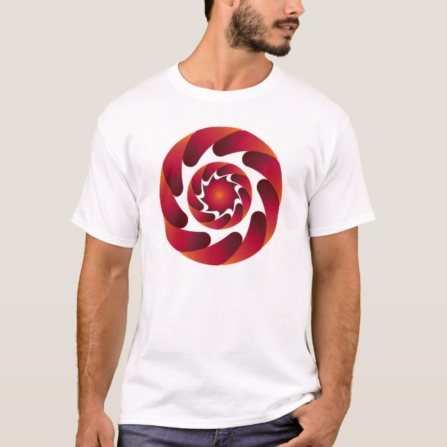 Swirling Flame Mandala – Red & Orange Abstract Ene T-Shirt (Front)