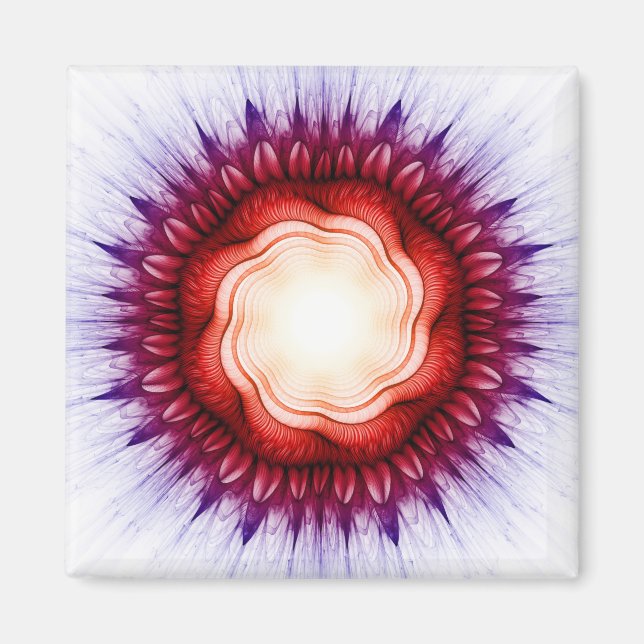 Swirling floral red ornament magnet (Front)