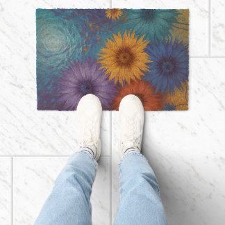 Swirling Flowers Fiber Doormat