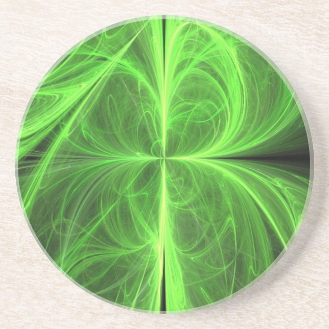 Swirling Four Leaf Clover Drink Coaster (Front)
