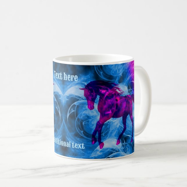 Swirling Fractal Fantasy Horse Personalized Coffee Mug (Front Right)