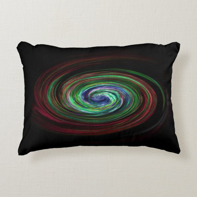 Swirling Galaxy Cool Abstract Black Accent Pillow (Front)