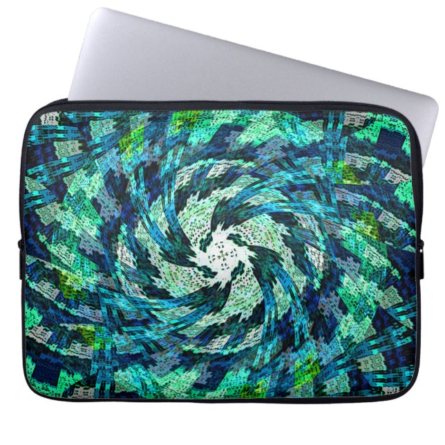 Swirling geometric waves..... laptop sleeve (Front)